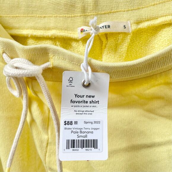 Marine Layer Blake Vintage Terry Drawstring Joggers Banana Yellow Women's Small - Picture 3 of 7